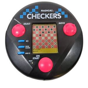Radica Checkers Handheld Game Model 3665 Black 90s Vintage Tested Used Good